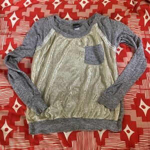 Gray and shimmery Long Sleeve Top